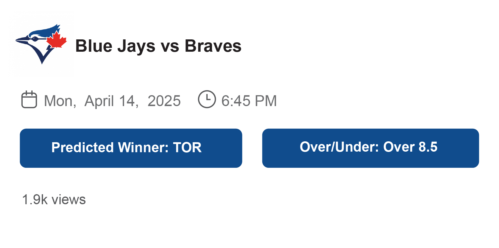 Blue Jays vs Braves Prediction